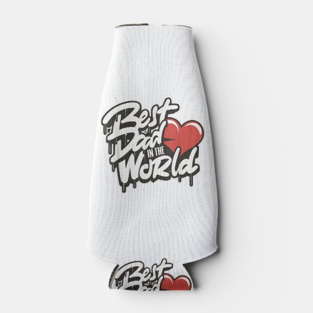 Father's Day Best Dad In The World Bottle Cooler (Front)