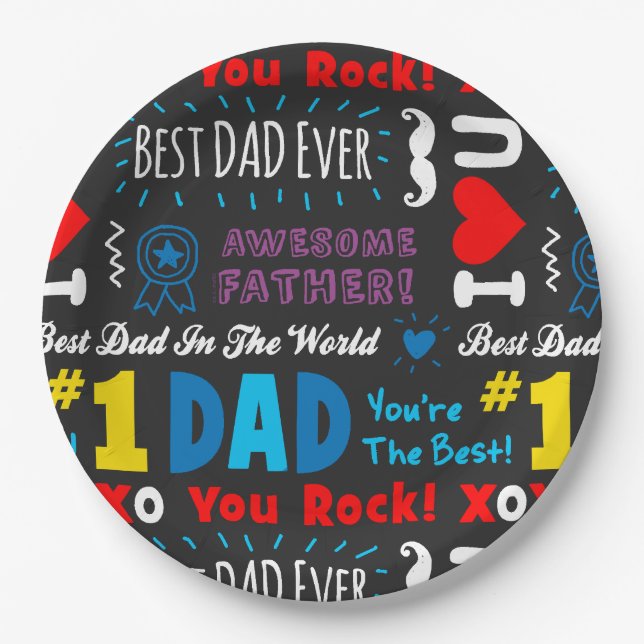 Father's Day Best Dad Sayings Paper Plate (Front)