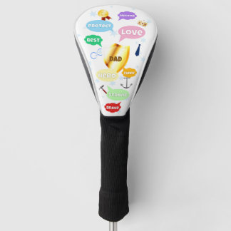 Fathers Day Best Dad Word Clouds King Crown Love Golf Head Cover