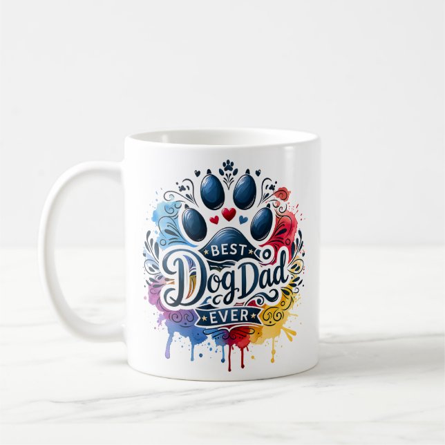 Father's Day Best Dog Dad Ever  Coffee Mug (Left)
