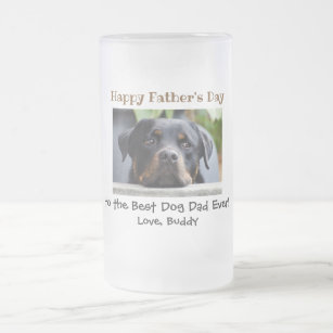Father's Day Best Dog Dad Ever Pet Photo Frosted Glass Beer Mug