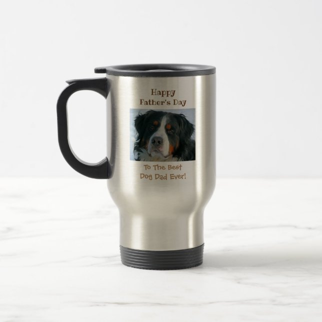 Father's Day Best Dog Dad Ever Pet Photo Travel Mug (Left)