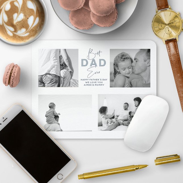 Father's Day Best Father Ever 4 Photo Dusty Blue Mouse Mat (Creator Uploaded)
