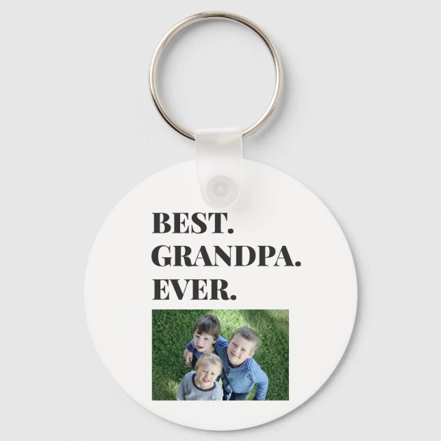 Fathers Day Best Grandpa Ever Grandkids Photo Key Ring (Front)