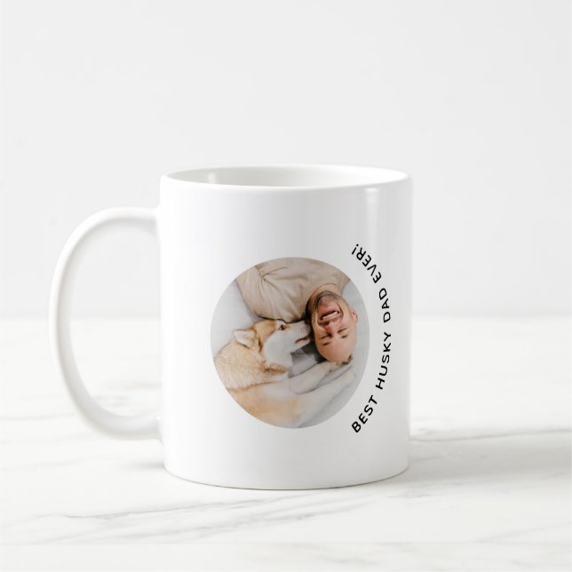 Father's Day Best Husky Dog Dad Custom Photo Coffee Mug (Left)