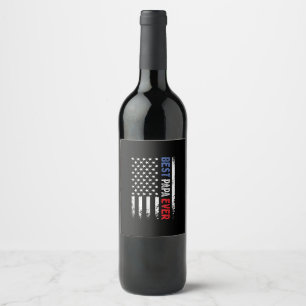 Father's Day Best Papa Ever with US American Flag Wine Label