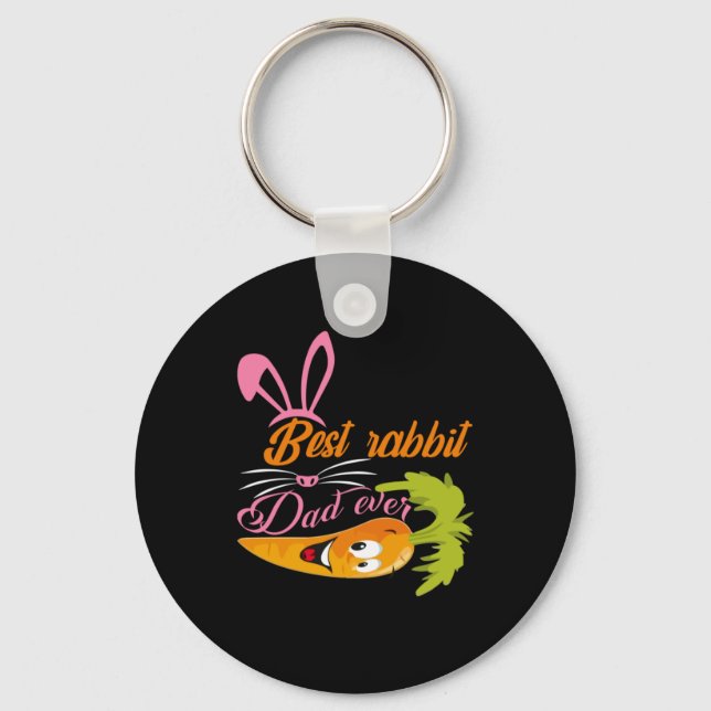 Father's Day Best Rabbit Dad Ever Key Ring (Front)
