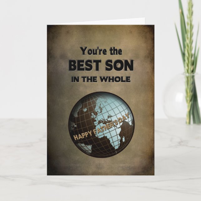 FATHER'S DAY - BEST SON IN THE WORLD (BLUE WORLD) CARD (Front)