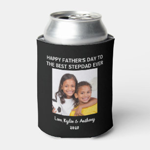 Father's Day Best Stepdad Ever Photo Black Can Cooler