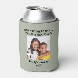 Father's Day Best Uncle Ever Custom Photo Green Can Cooler