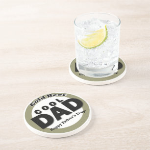 Father's Day Beverage or Beer Bottle Label Coaster