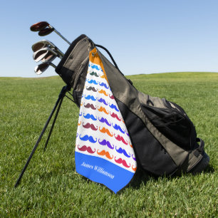 Father's Day Birthday Funny Moustache Custom Name Golf Towel