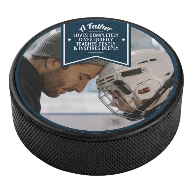 Father's Day/Birthday Gift From Kids to Dad Photo Hockey Puck (3/4)