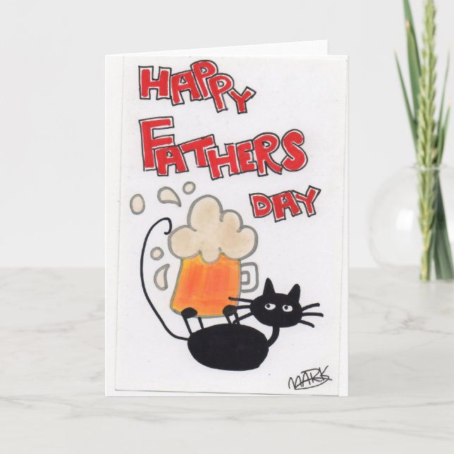 Fathers Day black cat Card (Front)