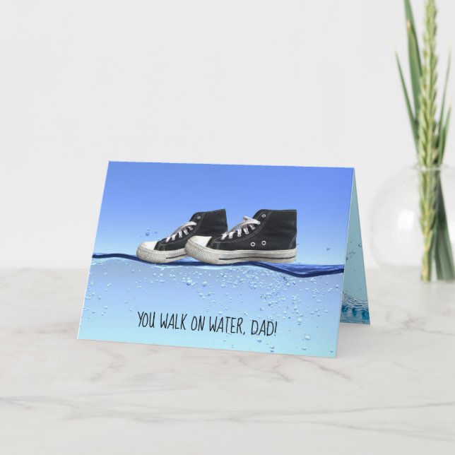 Father's Day black sneakers on water Card (Front)