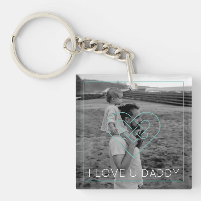 Father's Day Black White Photo Celtic Heart Love Key Ring (Front)