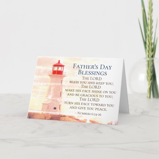 Father's Day Blessings, Numbers 6:24 Lighthouse Card (Front)