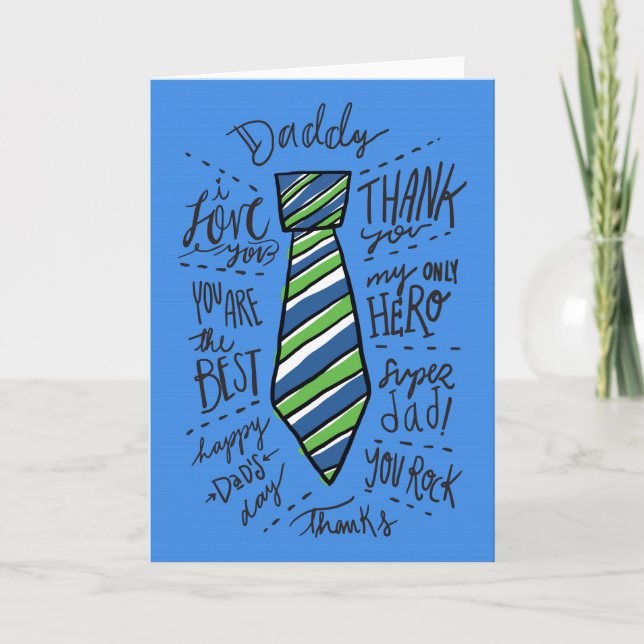 Father's Day - Blue - "Daddy" Tie Card (Front)