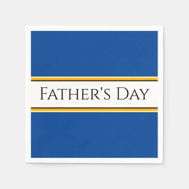 FATHER'S DAY Blue Orange White Racing Stripes Napkin (Front)