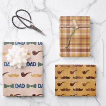 Father's Day Bow Tie Plaid Wrapping Paper Sheets