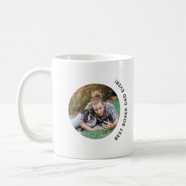 Father's Day Boxer Dog Dad Ever Custom Photo Coffee Mug (Left)