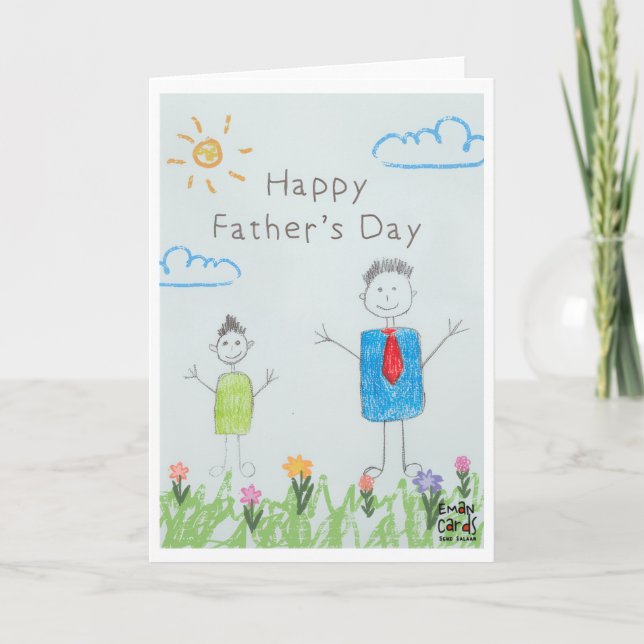 Father's Day - Boy's Drawing Card (Front)