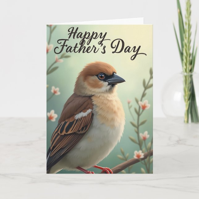 Fathers Day Branch Bird Image Card (Front)