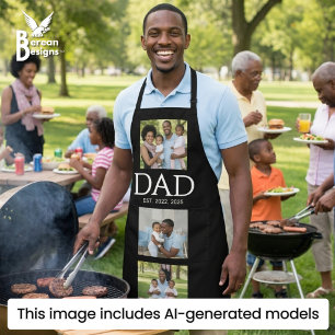 Fathers Day Caps Black 3 Photo Dad Established Apron
