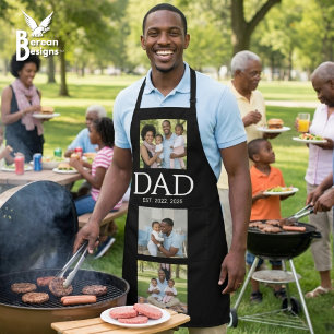 Fathers Day Caps Black 3 Photo Dad Established  Apron