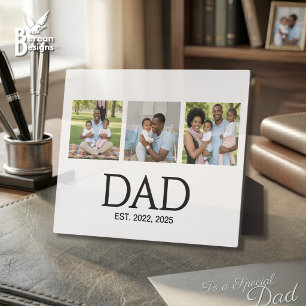 Fathers Day Caps White 3 Photo Dad Established Plaque