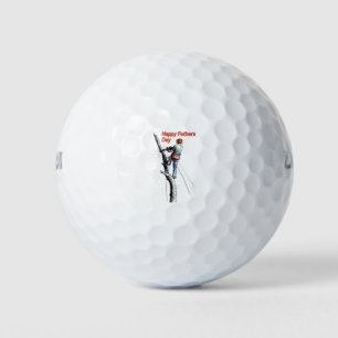 Fathers day card Arborist / Tree Surgeon chainsaw Golf Balls