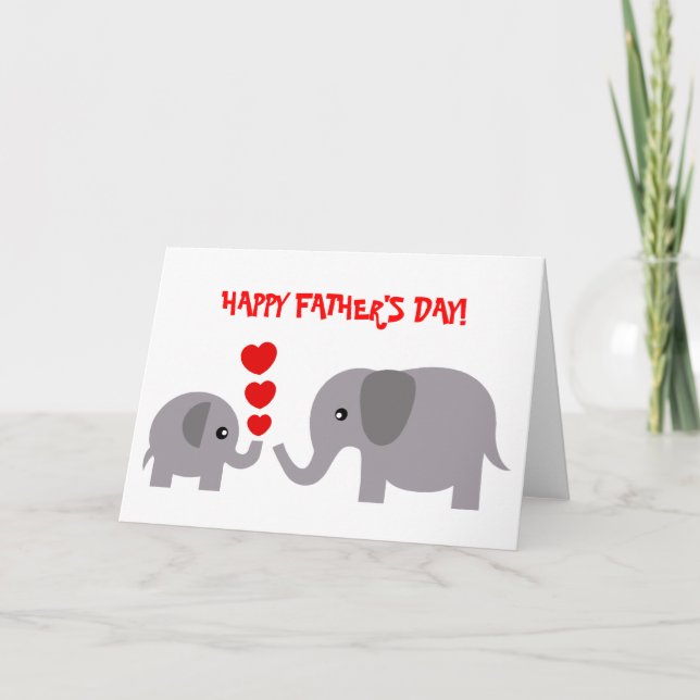 Father's Day Card Baby and Daddy elephant (Front)