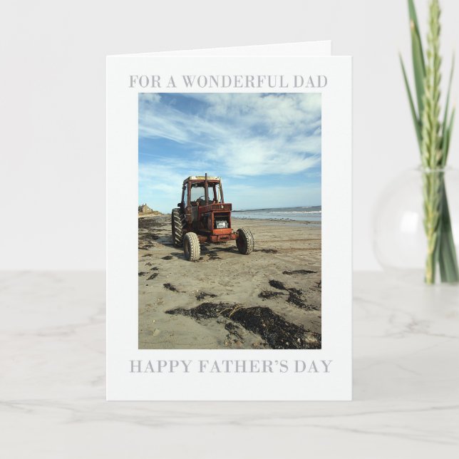 Father's Day Card - Beach Scenery Tractor (Front)