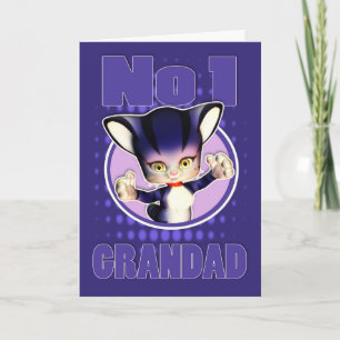 Father's Day Card - Cute Cat - No1 Grandad