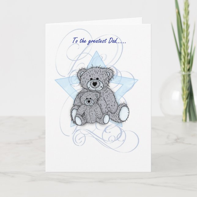 Father's Day Card, Dad, two little teddy bears Card (Front)