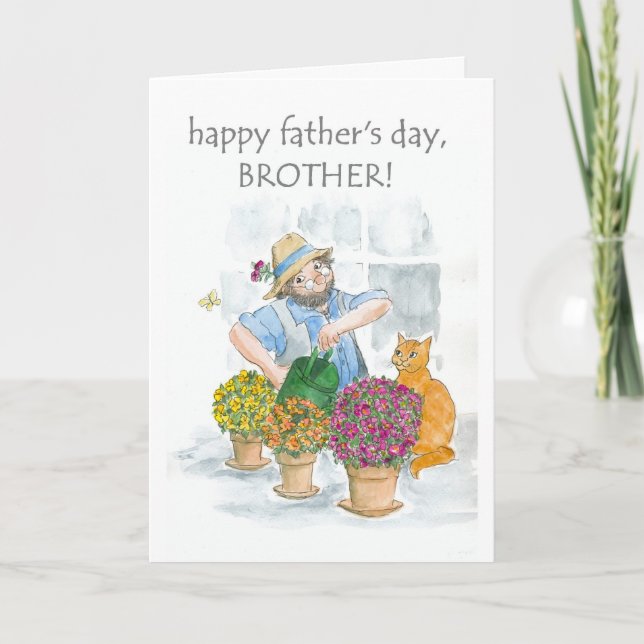 Father's Day Card for a Brother - Jolly Gardener (Front)