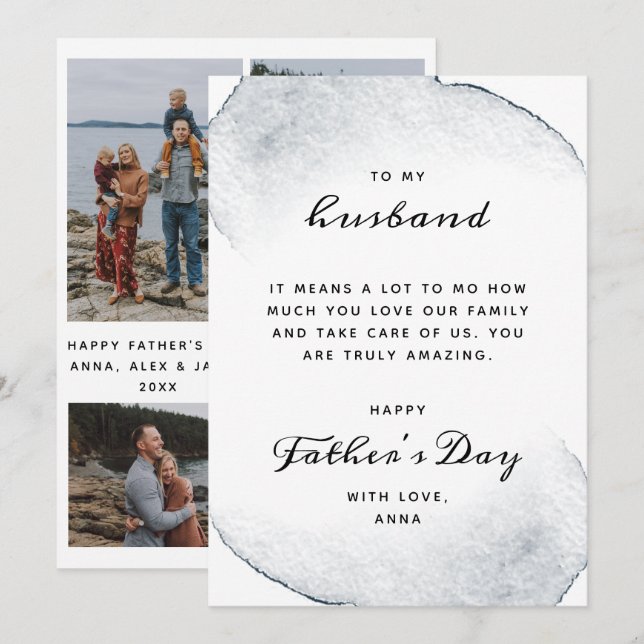 Father's Day Card for Husband From Wife Photo (Front/Back)