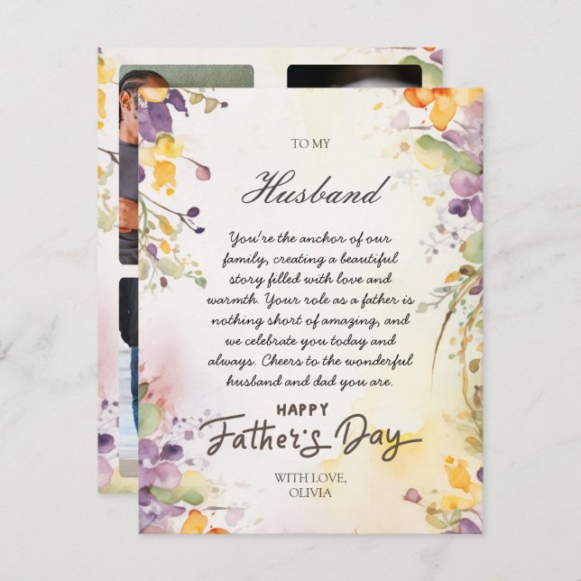 Father's Day Card for Husband From Wife Photo (Front/Back)