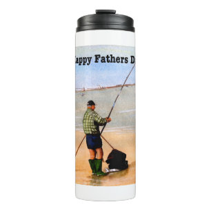Fathers day card Sea fishing on the beach Thermal Tumbler