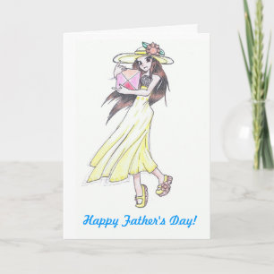 father's day card with girl in yellow sundress