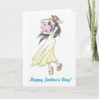 father's day card with girl in yellow sundress