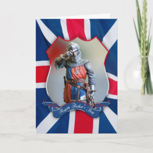 father's day card with knight and union jack