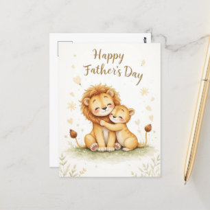 Fathers Day Card with Lion and Cub Cute Safari