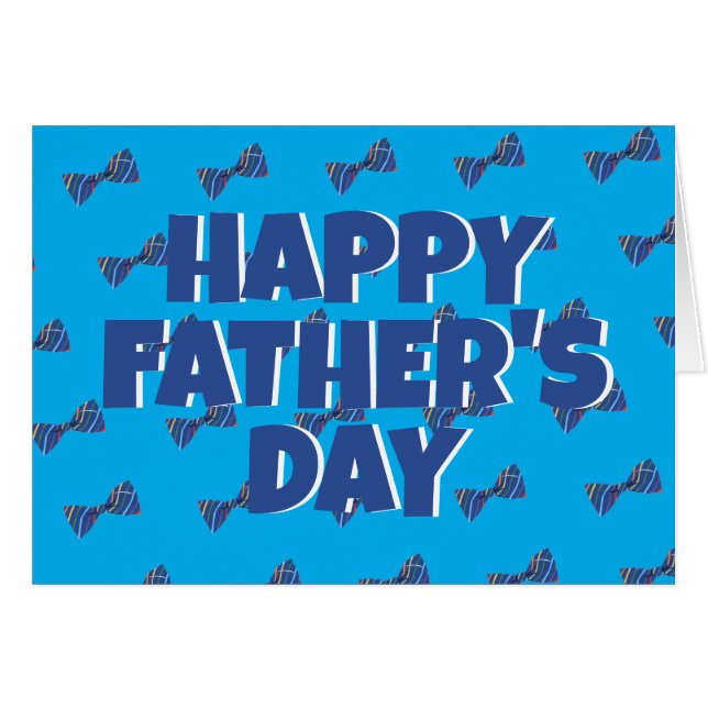 Father's Day Card with Personalised Message, Blue (Front Horizontal)