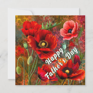 Father's Day Card with Red Poppies