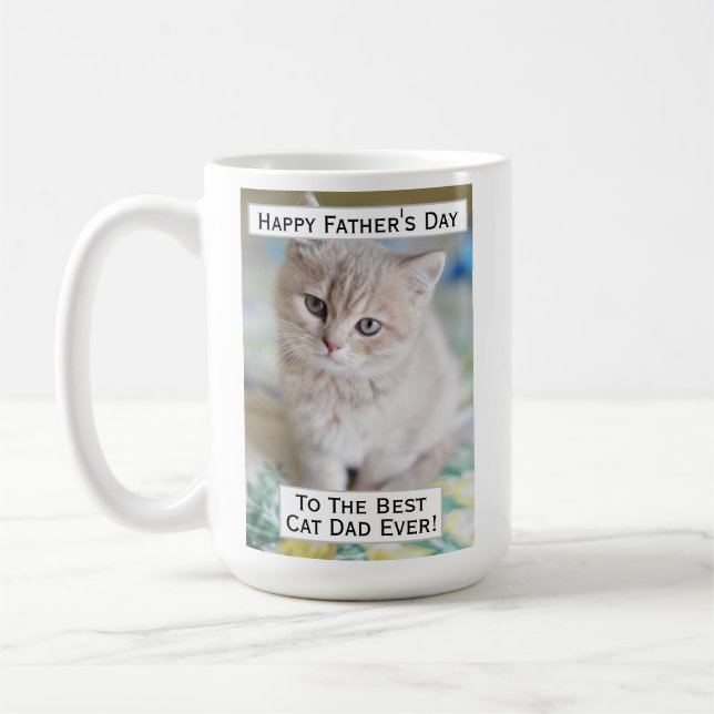 Father's Day Cat Dad Greatest Best Ever Pet Photo Coffee Mug (Left)