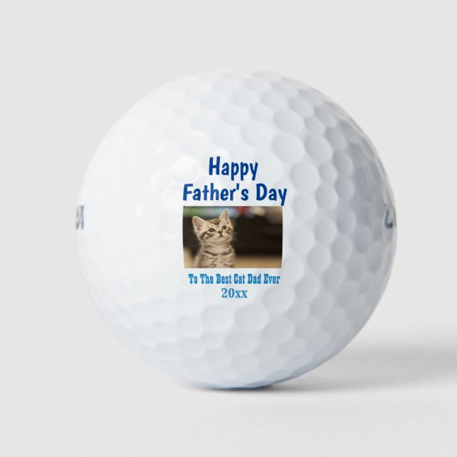 Father's Day Cat Dad World's Best Ever Pet Photo Golf Balls (Front)