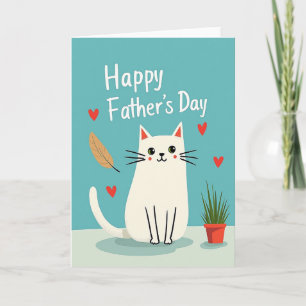 Fathers Day Cat Illustration Card