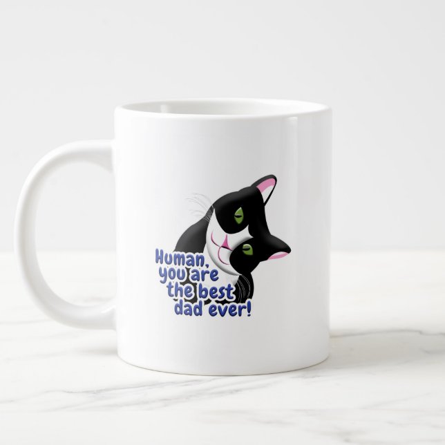 Father's Day Cat Large Coffee Mug (Left)