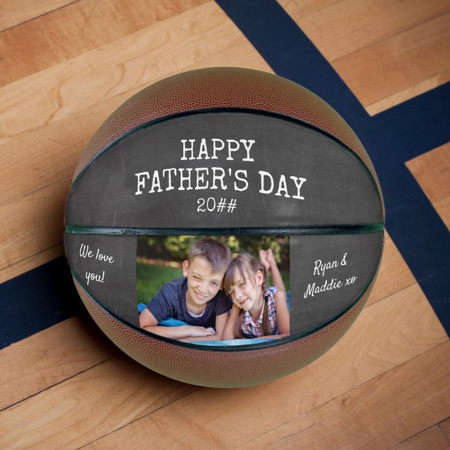 Fathers Day Chalkboard Custom Photo Year and Names Basketball (Creator Uploaded)